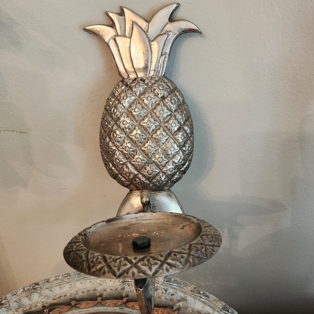 🍍Vintage Heavy Metal Pineapple‎ 🕯 Candle Sconce Pewter - Picture 11 of 11